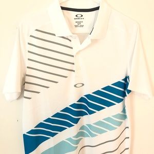 Men’s Oakley Dri-Fit Golf Polo White/Blue/Grey
